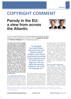 Parody in the EU: a view from across the Atlantic, Intellectual