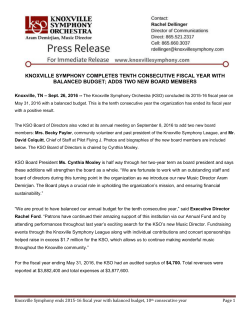 knoxville symphony completes tenth consecutive fiscal year with