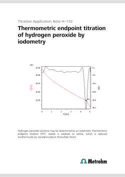 Thermometric endpoint titration of hydrogen peroxide by iodometry