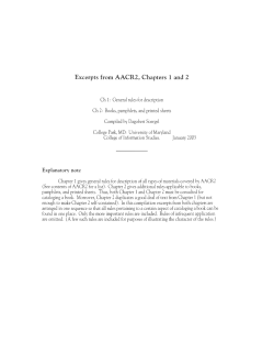 Excerpts from AACR2 and RDA