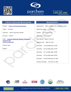 Lithium Hydroxide Monohydrate Specifications