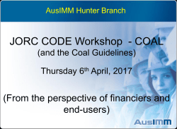 JORC CODE Workshop - COAL(and the Coal