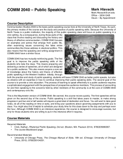 COMM 2040 &ndash; Public Speaking