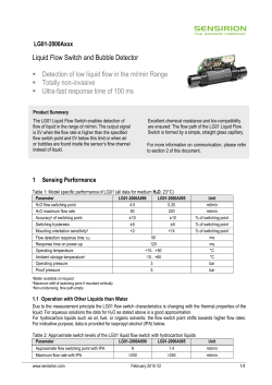 Liquid Flow Switch and Bubble Detector Detection of low liquid flow