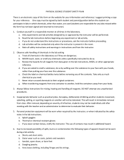 PHYSICAL SCIENCE STUDENT SAFETY PLAN There is an