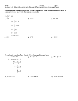 Section 3.3 Literal Equations in Standard Form and