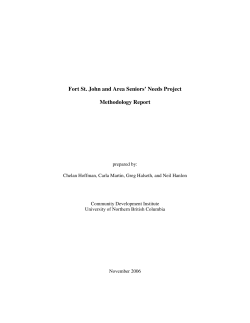 Fort St. John and Area Seniors` Needs Project Methodology
