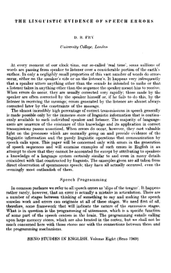 The Linguistic Evidence of Speech Errors