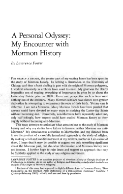 My Encounter with Mormon History - Dialogue: A Journal of Mormon