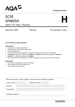 GCSE Spanish Specimen question paper Paper 3