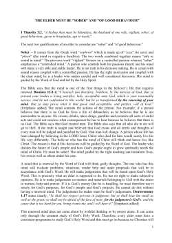 the elder must be "sober" and "of good behaviour