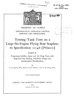 Towing-Tank Tests on a Large Six-Engine Flying Boat Seaplane, to