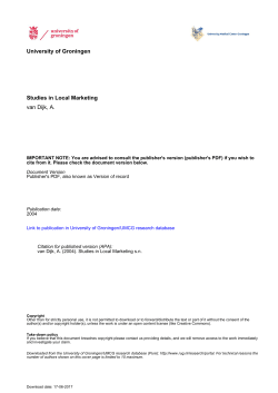 University of Groningen Studies in Local Marketing van Dijk, A.