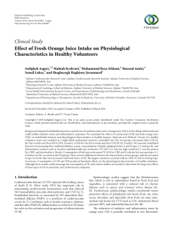 Effect of Fresh Orange Juice Intake on Physiological Characteristics