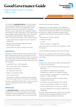 Good Governance Guide &mdash; Board matters: when to resolve, ratify or