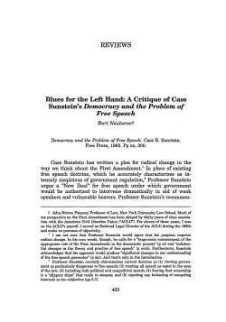 Blues for the Left Hand: A Critique of Cass Sunstein`s "Democracy