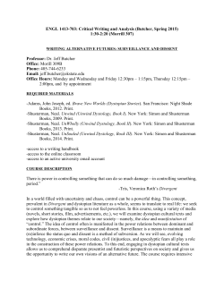 ENGL 1413-703: Critical Writing and Analysis (Butcher, Spring 2015