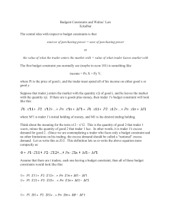 Budgent Constraints and Walras` Law Eckalbar The central idea with