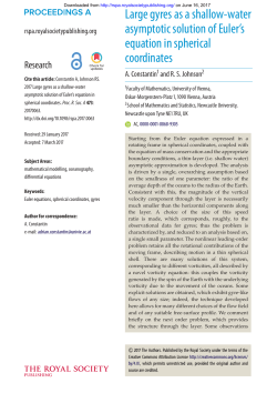 Large gyres as a shallow-water asymptotic solution of Euler`s