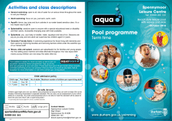 Spennymoor Swimming Pool Term Time Timetable