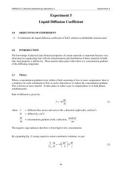 Experiment 5 Liquid Diffusion Coefficient