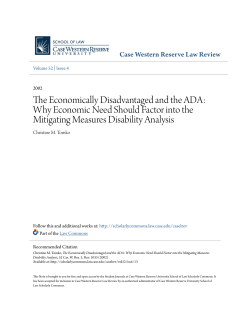 The Economically Disadvantaged and the ADA: Why Economic