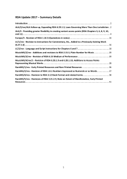 RDA Update 2017 &ndash; Summary Details