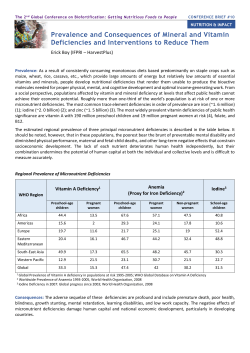 Prevalence and Consequences of Mineral and Vitamin Deficiencies