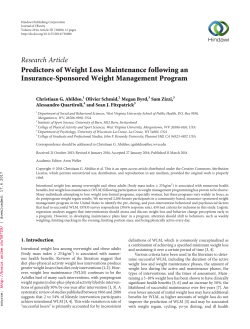 Research Article Predictors of Weight Loss Maintenance following