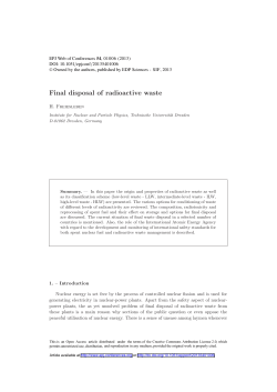 Final disposal of radioactive waste