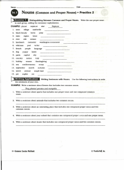 Nouns (Common and Proper Nouns) &bull; Practice 2