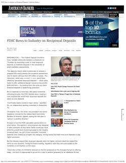 FDIC Bows to Industry on Reciprocal Deposits | American Banker
