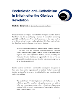 Ecclesiastic anti-Catholicism in Britain after the Glorious Revolution