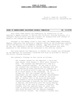 STATE OF FLORIDA REEMPLOYMENT