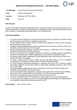 Job Description - Centre for Process Innovation