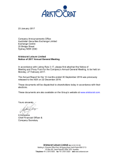 Notice of 2017 Annual General Meeting and Proxy Form