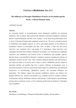 The Influence of Therapist Mindfulness Practice on
