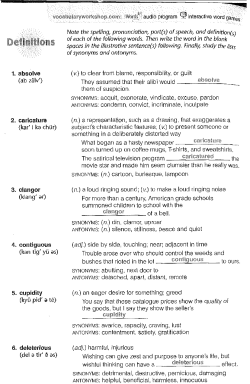 Note the spelling, pronunciation, part(s) of speech, and