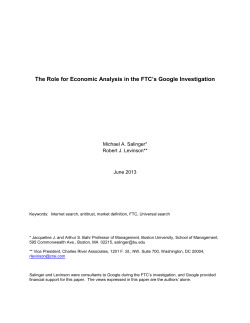 The Role for Economic Analysis in the FTC`s Google Investigation