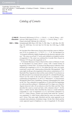 Catalog of Comets - Assets - Cambridge University Press