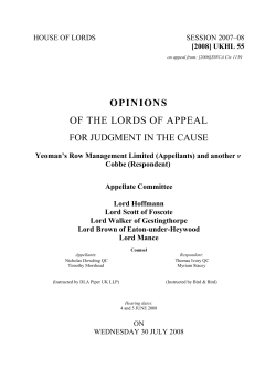 OPINIONS OF THE LORDS OF APPEAL