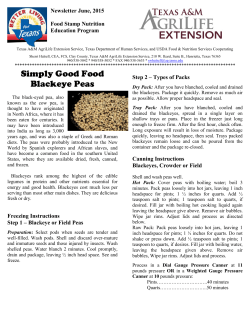 Simply Good Food Blackeye Peas - Extension Educationin Clay