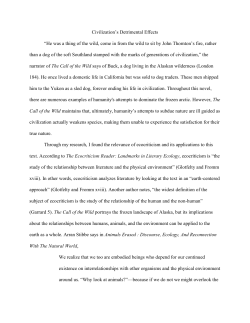 Civilization`s Detrimental Effects &ldquo;He was a thing of the wild, come in