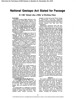 National Gestapo Act Slated for Passage