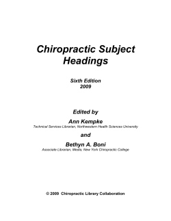 Chiropractic Subject Headings - Index to Chiropractic Literature