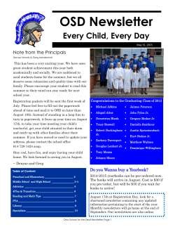 OSD Newsletter - Ohio School for the Deaf