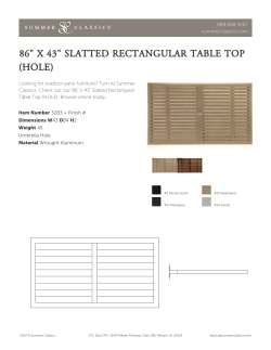 86" x 43" slatted rectangular table top (hole)