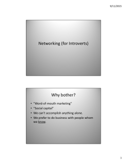 Networking (for Introverts) Why bother?