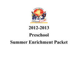 2012-2013 Preschool Summer Enrichment Packet