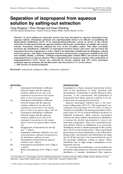 Separation of isopropanol from aqueous solution by